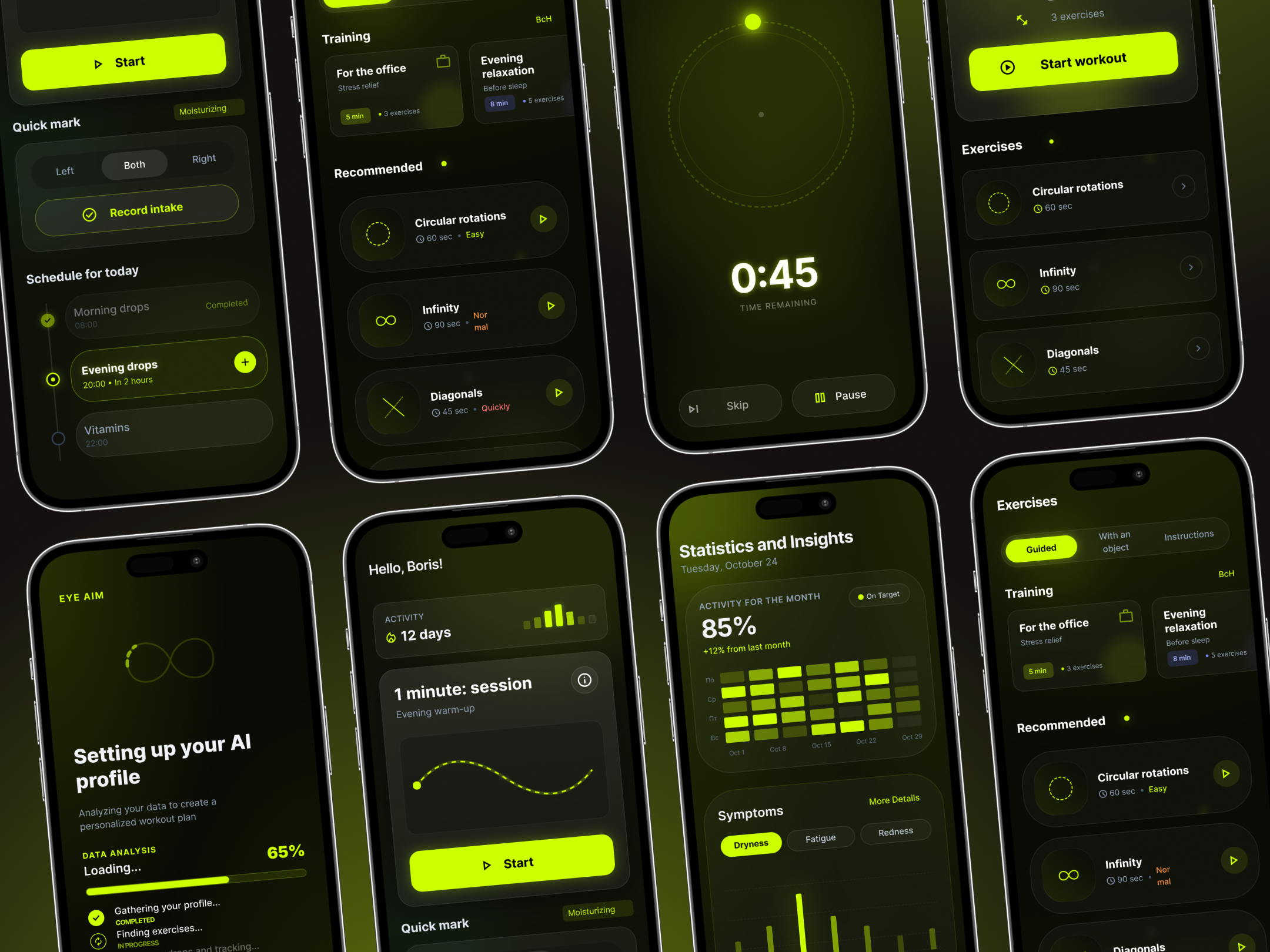 Eye Aim - symptom tracking and progress heatmap